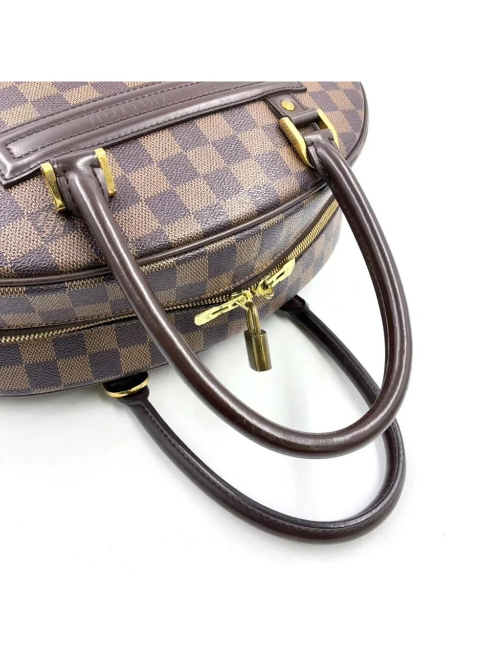 Louis Vuitton Nolita Damier Ebene Leather Brown Handbag Gold